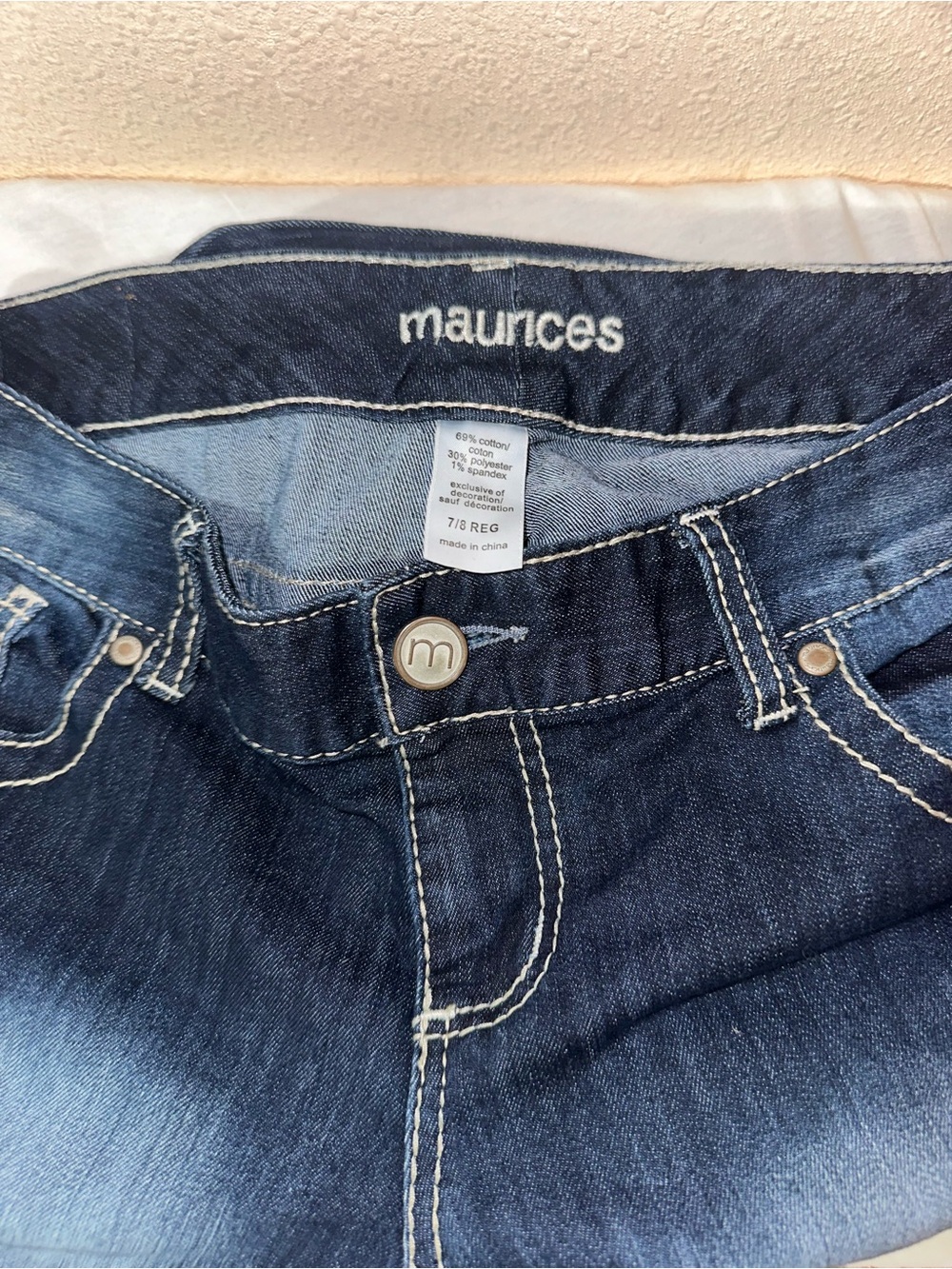 Maurices Dark Blue Skinny Jeans with Contrast Stitching